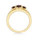 14K Gold Plated Triple Heart Birthstone Ring