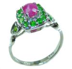 Ruby Oval Sterling Silver Ring Size 7