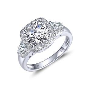 Lafonn Silver Platinum Plated Engagement Ring R0446CLP05