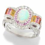 Ethiopian Opal & Multi Gem Sterling Silver Ring