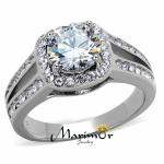 Halo Round Cut CZ Stainless Steel Engagement Ring