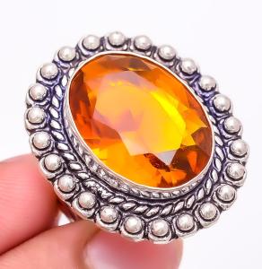Golden Topaz Antique Design Ring, Size 7.5