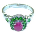 Ruby Oval Sterling Silver Ring Size 7