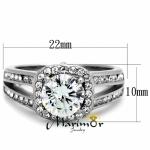 Halo Round Cut CZ Stainless Steel Engagement Ring