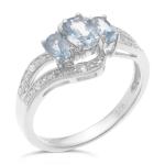 Sterling Silver Ring with Triple Gemstones