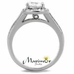 Halo Round Cut CZ Stainless Steel Engagement Ring