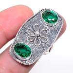 Antique Design Emerald Quartz Gemstone Ring Size 8