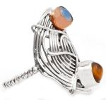 Two Tone Fire Opalite Sterling Silver Ring Size 8