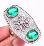 Antique Design Emerald Quartz Gemstone Ring Size 8