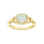 10K Yellow Gold Opal Ring with Diamonds