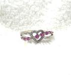 14K White Gold Pink Gemstone Heart Ring