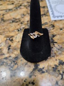 White Sapphire and Diamond Ring in 10K Gold