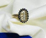 Diamond and Sapphire 10K Ring for Women Size 6