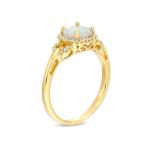 10K Yellow Gold Opal Ring with Diamonds