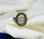 Diamond and Sapphire 10K Ring for Women Size 6