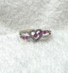 14K White Gold Pink Gemstone Heart Ring