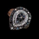 Sterling Silver Round & Baguette Diamond Cluster Ring