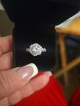 Ice Blue Moissanite Engagement Ring in Silver Size 7