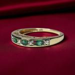 Natural Emerald and Diamond 10K Gold Ring