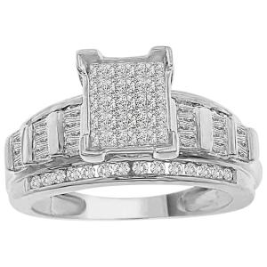 10K White Gold Diamond Engagement Ring for Women