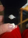 Ice Blue Moissanite Engagement Ring in Silver Size 7