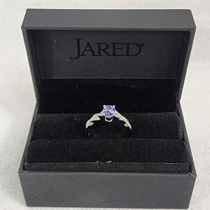 10k White Gold Tanzanite and Diamond Ring Size 7