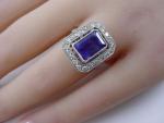 Amethyst Diamond Platinum Halo Engagement Ring