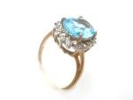 Vintage Blue Topaz Diamond Halo Ring in Gold