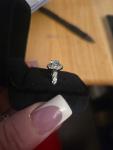 Ice Blue Moissanite Engagement Ring in Silver Size 7