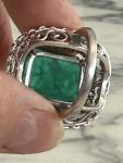 Emerald Diamond Halo Ring in 14K White Gold