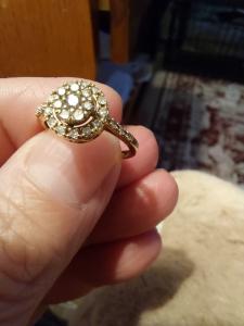 Champagne Diamond Cluster Ring in 14K Yellow Gold