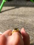 Gold Plated Ring with Green Gem and Diamonds