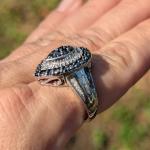 Sterling Silver Round & Baguette Diamond Cluster Ring