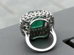 Emerald Diamond Halo Ring in 14K White Gold