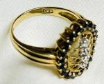 Diamond and Sapphire 10K Ring for Women Size 6