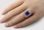 Amethyst Diamond Platinum Halo Engagement Ring