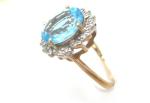 Vintage Blue Topaz Diamond Halo Ring in Gold
