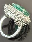 Emerald Diamond Halo Ring in 14K White Gold