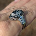 Sterling Silver Round & Baguette Diamond Cluster Ring