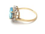 Vintage Blue Topaz Diamond Halo Ring in Gold