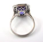 Amethyst Diamond Platinum Halo Engagement Ring