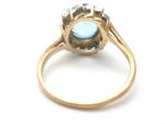 Vintage Blue Topaz Diamond Halo Ring in Gold