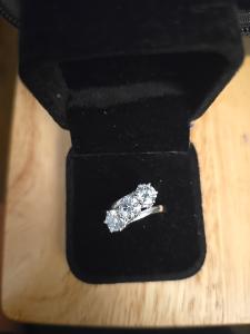 3 Stone Ice White Moissanite Engagement Ring