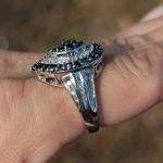 Sterling Silver Round & Baguette Diamond Cluster Ring