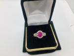 10k Gold Ruby and Diamond Solitaire Ring