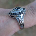 Sterling Silver Round & Baguette Diamond Cluster Ring