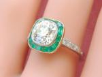 Vintage 2.05ct Diamond Emerald Halo Ring