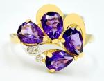 Amethyst and Diamond Ring in 14K Gold