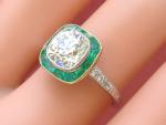 Vintage 2.05ct Diamond Emerald Halo Ring