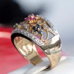 Sterling Silver Diamond and Multi-Gemstone Flower Ring